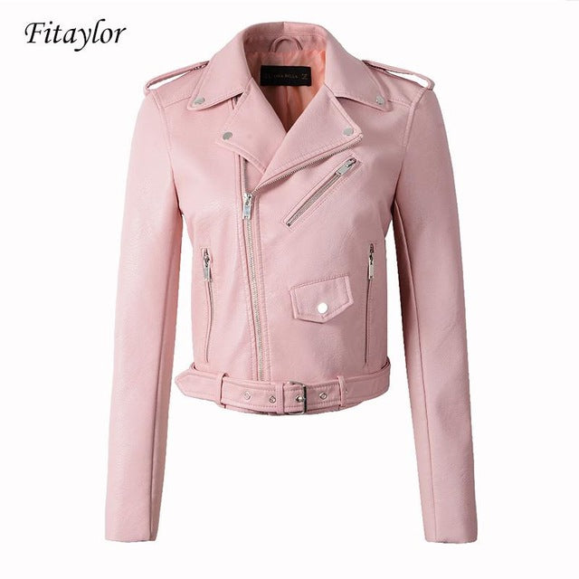 Leather Jacket Women Slim