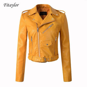 Leather Jacket Women Slim