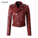 Leather Jacket Women Slim