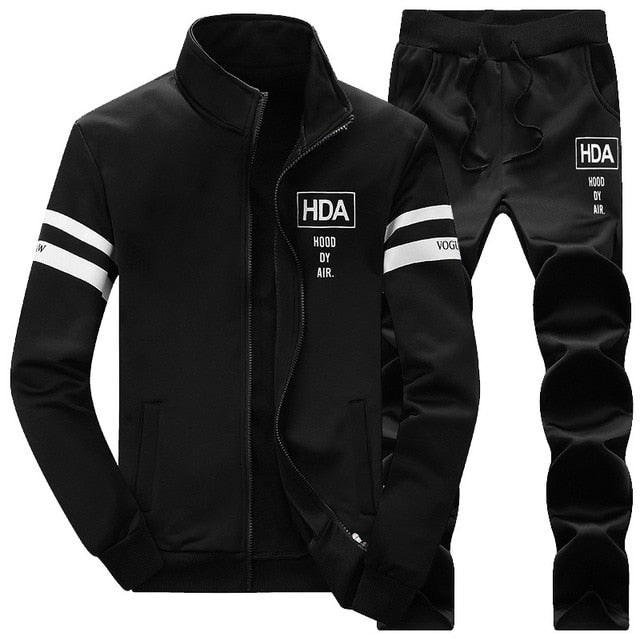 Causal Tracksuits Men Set hooded Thicken Fleece Hoodies + Sweatpant 2019 Winter Spring Sweatshirt Sportswear Male Letter Print