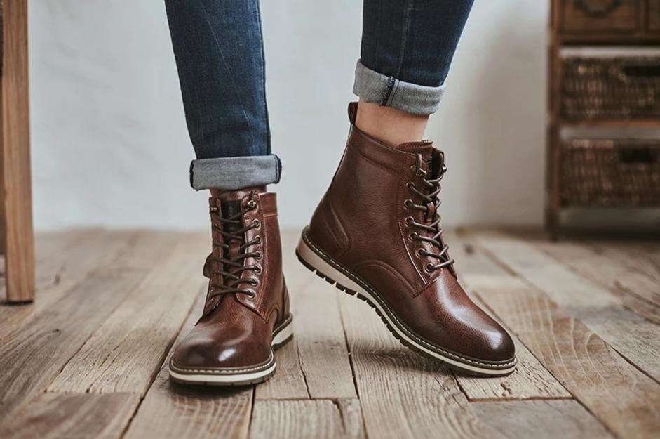 Lace-up Ankle Leather Boots