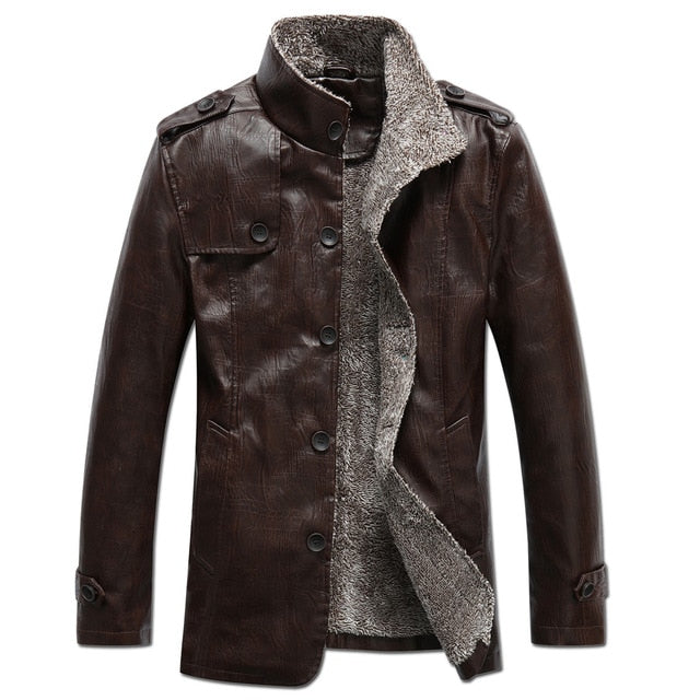 Long Sleeve Slim-fit Men's Leather Jacket