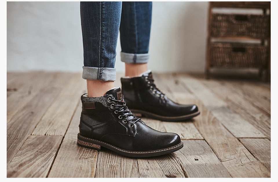 Handmade Leather Winter Lace-Up Casual Boots