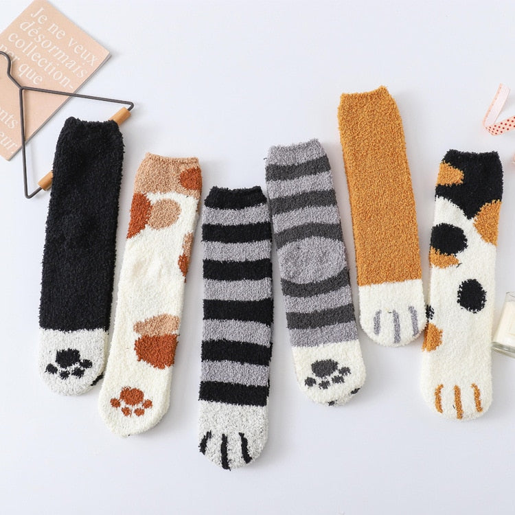 Warm Cat Paw Socks For Girls