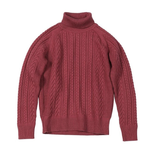 Cable-Knit Turtleneck Sweater