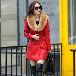 Women Fashion Big Fur Collar Coat