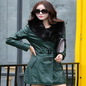 Women Fashion Big Fur Collar Coat