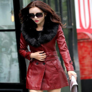 Women Fashion Big Fur Collar Coat