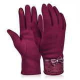 Women Fashionable Lace Bow-knot Warm Gloves