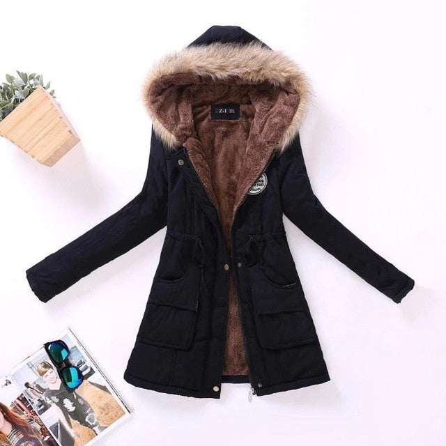 Winter Cotton Padded Overcoat Women