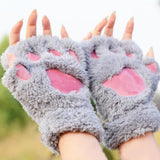 Fluffy Bear Paw Fingerless Gloves