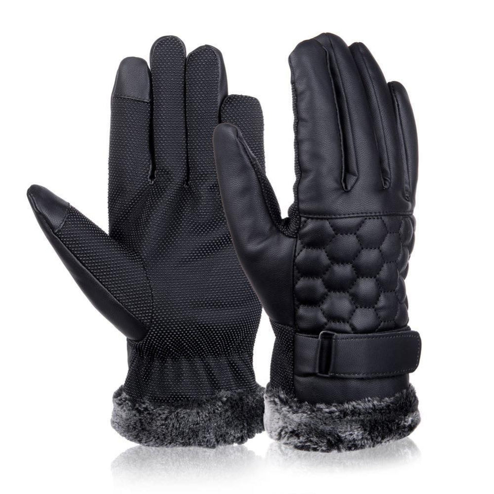 Retro Thickened PU Leather Touchscreen Gloves