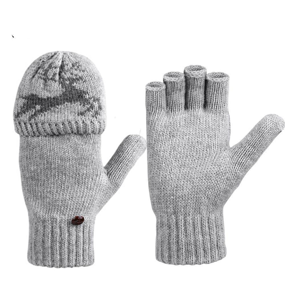 Women Dual Use Half-finger and  Flip Top Warm Gloves