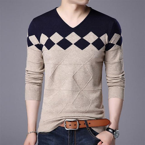 Men's  V-Neck Slim Fit Sweater