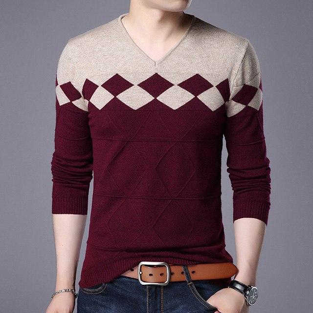 Men's  V-Neck Slim Fit Sweater