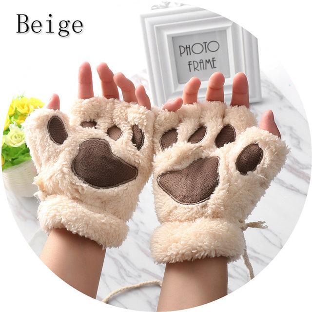 Winter Warm  Fluffy Bear Cat Plush Paw Cosplay