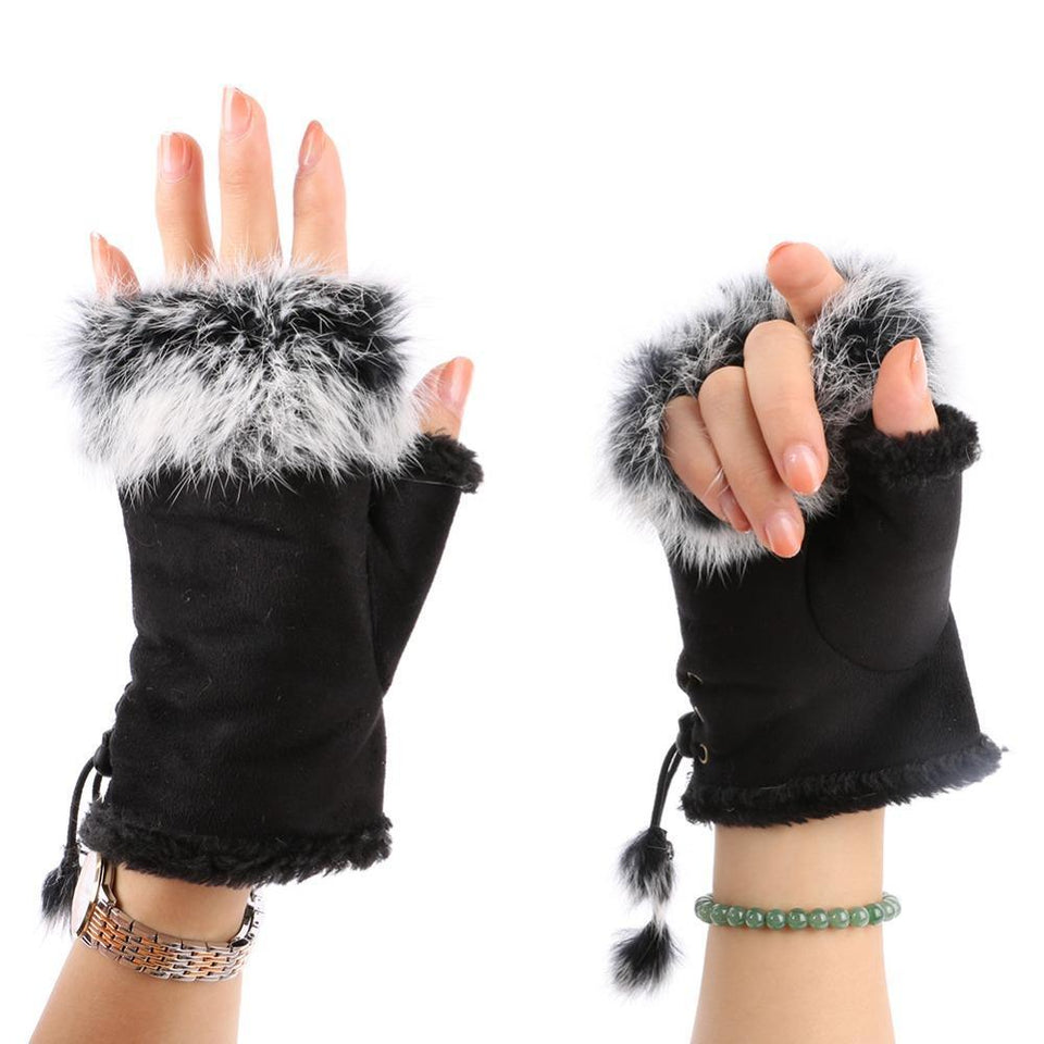 Women's Faux Rabbit Fur Hand Wrist Warmer