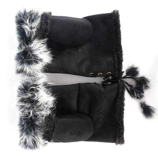 Women's Faux Rabbit Fur Hand Wrist Warmer