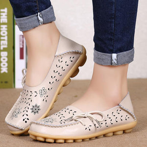 Women Leather Slip-On Loafers Shoes