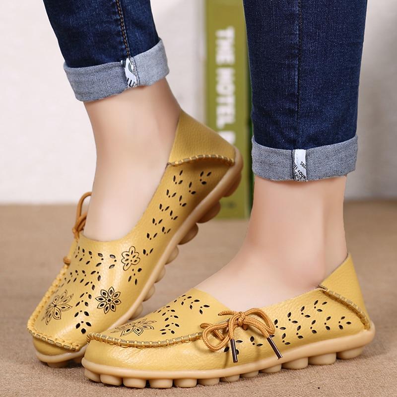 Women Leather Slip-On Loafers Shoes