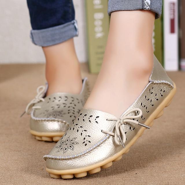 Women Leather Slip-On Loafers Shoes