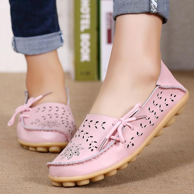 Women Leather Slip-On Loafers Shoes