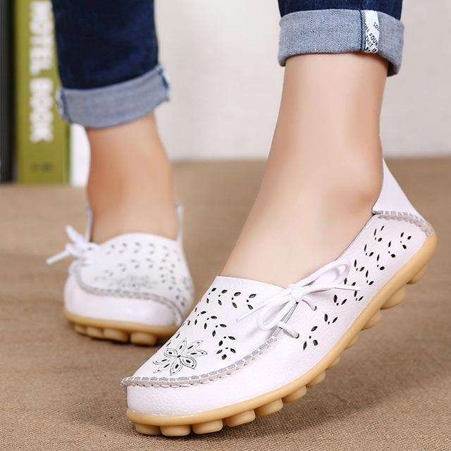 Women Leather Slip-On Loafers Shoes