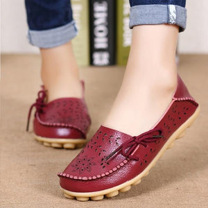 Women Leather Slip-On Loafers Shoes