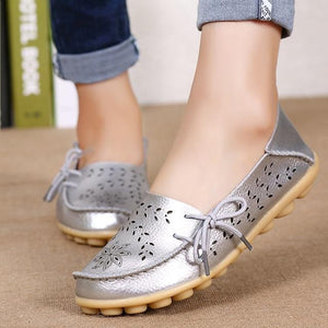 Women Leather Slip-On Loafers Shoes