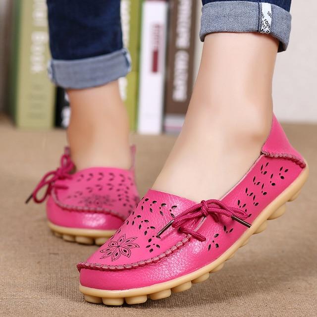 Women Leather Slip-On Loafers Shoes