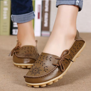 Women Leather Slip-On Loafers Shoes