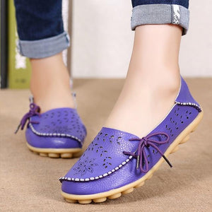 Women Leather Slip-On Loafers Shoes