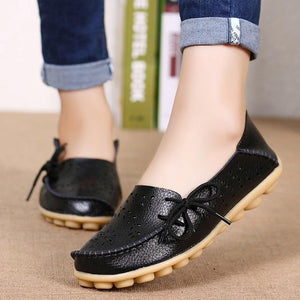 Women Leather Slip-On Loafers Shoes