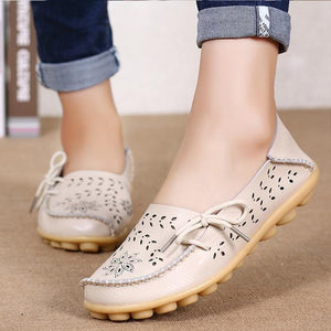 Women Leather Slip-On Loafers Shoes