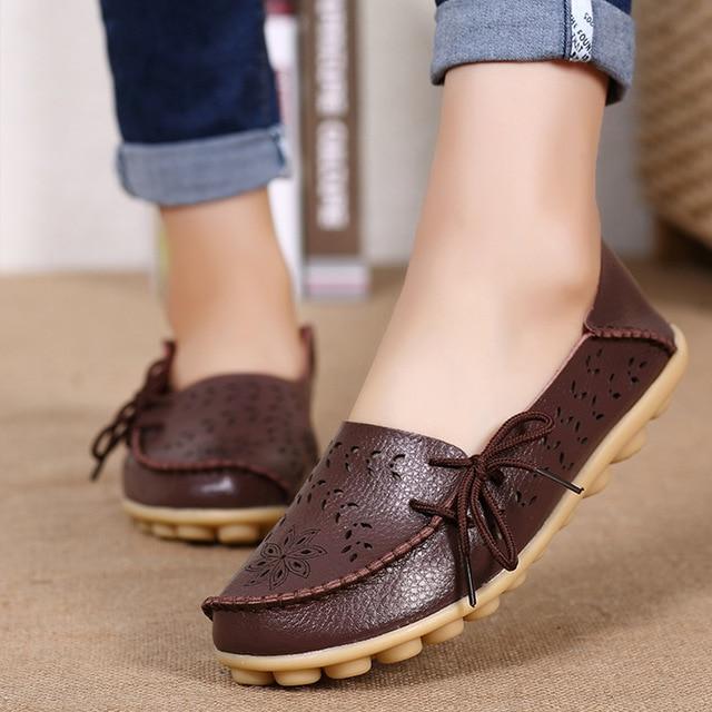 Women Leather Slip-On Loafers Shoes