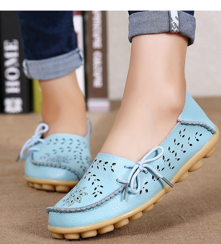 Women Leather Slip-On Loafers Shoes