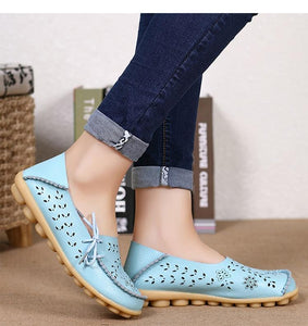 Women Leather Slip-On Loafers Shoes