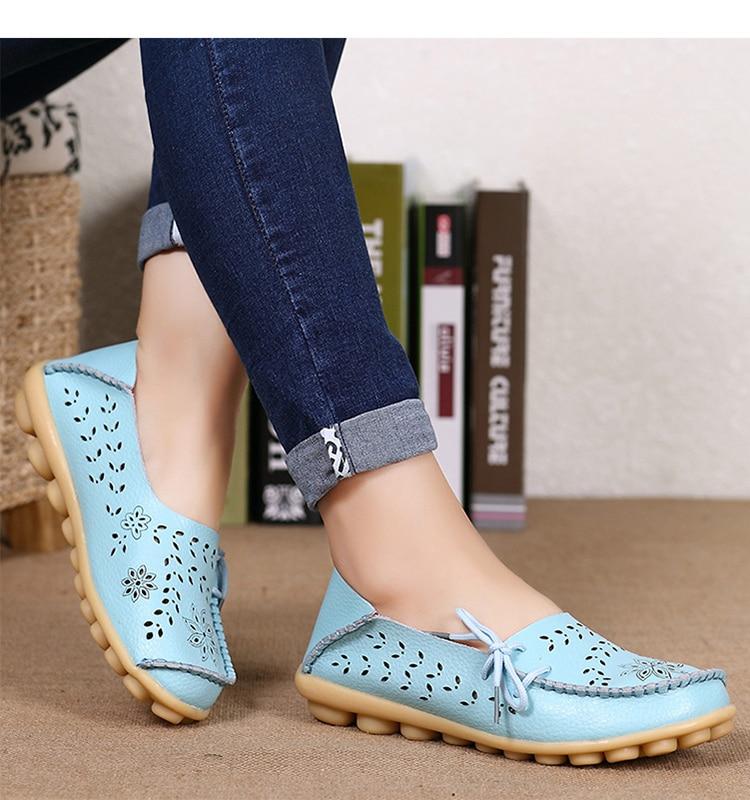 Women Leather Slip-On Loafers Shoes