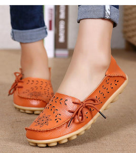 Women Leather Slip-On Loafers Shoes