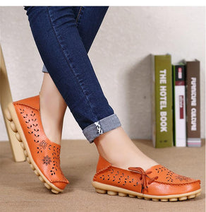 Women Leather Slip-On Loafers Shoes