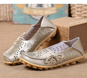 Women Leather Slip-On Loafers Shoes