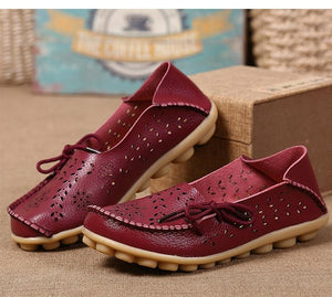 Women Leather Slip-On Loafers Shoes