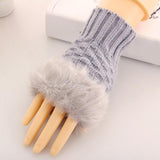 Women Casual Fur Faux Winter Finger less Gloves