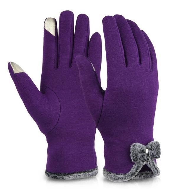 Women Fashionable Lace Bow-knot Warm Gloves