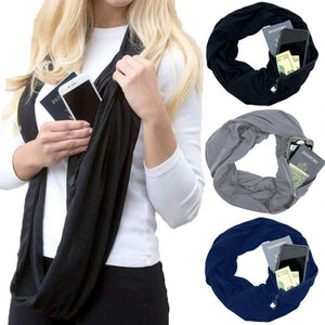 Infinity Scarf With Pocket Anti Theft Convertible Multi-Way Zipper