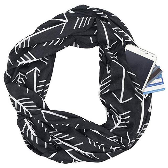 Infinity Scarf With Pocket Anti Theft Convertible Multi-Way Zipper