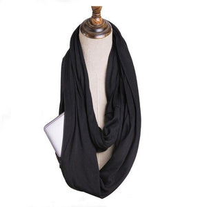 Infinity Scarf With Pocket Anti Theft Convertible Multi-Way Zipper