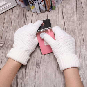 Women Warm Winter Full Finger  Woolen Gloves