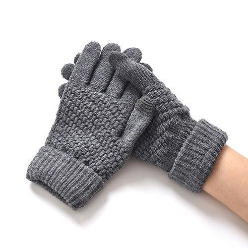 Women Warm Winter Full Finger  Woolen Gloves