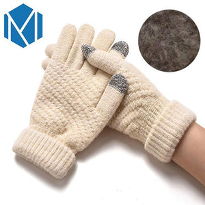 Women Warm Winter Full Finger  Woolen Gloves